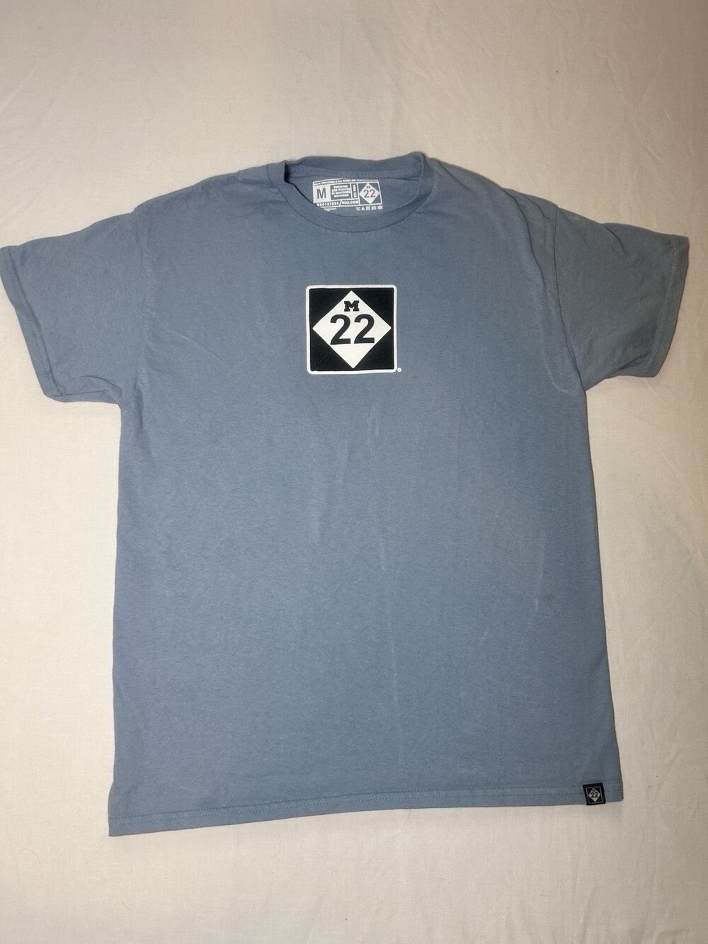 M22 T-Shirt Up North Traverse City, Michigan, Size Women’s Medium Light Blue